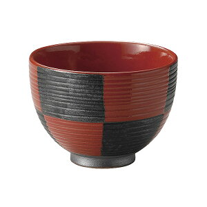 筋彫赤市松夏目4.0丼 約11.2cm 黒系 赤系 和食器 小丼 日本製 美濃焼 業務用 丼ぶり 丼 どんぶり 小さめ うどん 蕎麦 ミニ丼 モダン おしゃれ 和風 28-352-068-mi