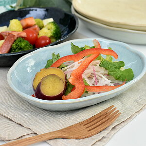 トルコなまこくも型楕円鉢 約18.7cm 青系 和食器 中鉢 日本製 業務用 鉢 小鉢 ボウル サラダボウル 取り鉢 とんすい シリアルボウル 28-052-038-ka-sp01