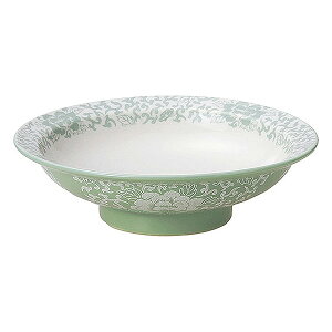 ヒスイぼたん 7.0高台皿 約21.5cm 緑系 中華食器・アジアン食器 チャーハン皿 日本製 美濃焼 業務用 炒飯皿 シューマイ皿 天津飯 焼きそば 焼き飯 中華料理 28-656-248-ho