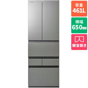 �y�W���ݒu�������z�y�����ۏؕt�z����(TOSHIBA) GR-A460FZ-ZH �A�b�V���O���[�W�� VEGETA FZ�V���[�Y 6�h�A�①�� �ω��J�� 461L ��650mm