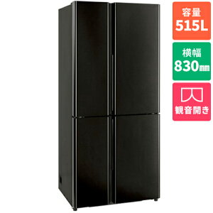 �y�W���ݒu�������z�y�����ۏؕt�z�A�N�A(AQUA) AQR-TZA52A-K �T�e���u���b�N TZ�V���[�Y 4�h�A�①�� �ω��J�� 515L ��830mm