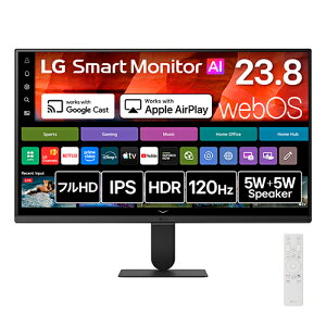 �y�����ۏؕt�zLG�G���N�g���j�N�X(LG) 24U511SB-B LG Smart Monitor AI 23.8�^ �t��HD IPS HDR10 120Hz webOS���� �X�}�[�g���j�^�[ �f�B�X�v���C