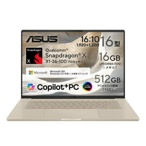 ASUS(�G�C�X�[�X) Zenbook SORA 16 UX3607QA-PU16570BES 16�^ Win11Home Snapdragon X ������16GB SSD512GB Office�I�v�V�����t �U�u���X�L�[�x�[�W��