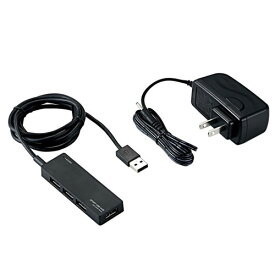 エレコム(ELECOM) U2H-AN4SBK USB2.0ハブ(ACアダプタ付)