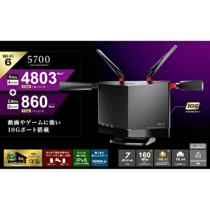 楽天市場】バッファロー(BUFFALO) WXR-5700AX7P Wi-Fi 6対応 