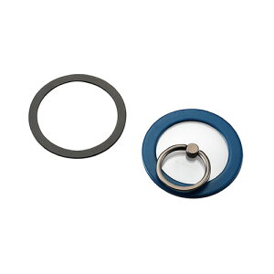 エレコム(ELECOM) P-STRMKPCR-NV ネイビー スマホリング マグネット メタルプレート付属 スマホスタンド機能