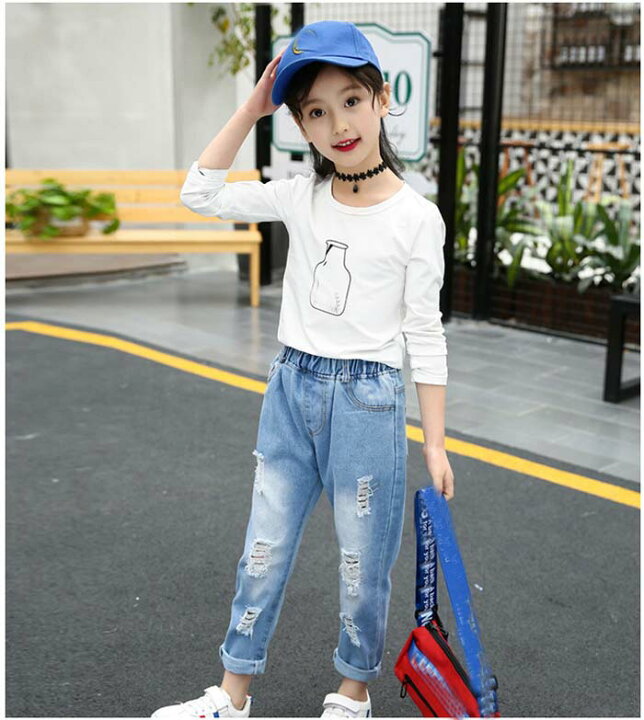 楽天市場 夏 韓国子供服 おしゃれ 女の子 デニムダメージジーンズ シンプル パンツ 子供 学生 レジャー デニムロングパンツジーパン ジーンズ キッズ ボトムス デニムダンスジュニア 子供服 女の子 大人気 レジャー ジーンズchifeiller トコトコ組