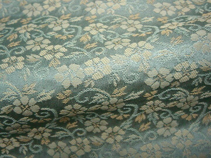 楽天市場】貴船 緞子 草花唐草緞子 (水色) 10cm単位 切り売り 布 和柄  