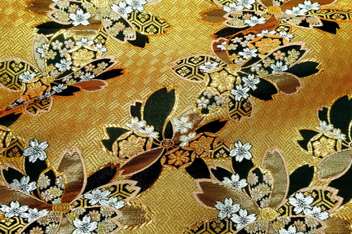 楽天市場】和風生地 和柄生地 金襴生地 京都西陣織 網代地舞桜 (金 