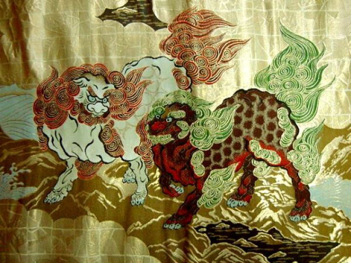 楽天市場】和柄 生地 金襴生地 京都 西陣織 唐獅子図 生地巾38cm×長さ 