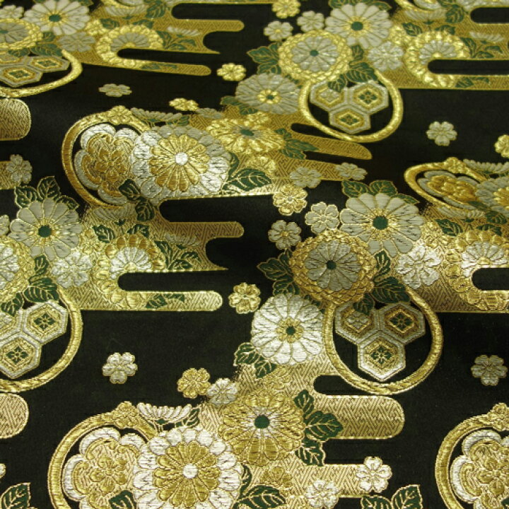 楽天市場 金襴生地 京都西陣織 黒地 エ霞菊文 10cm単位 切り売り 金襴布 金襴 布 和柄 生地 はぎれ 刀剣 和柄生地 きんらん 金らん 和風 布地 刀ミュ 都香庵