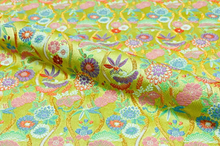 和柄立体 帯生地 正規品質保証 ショルダーバッグ 深緑色金襴四季の華々 