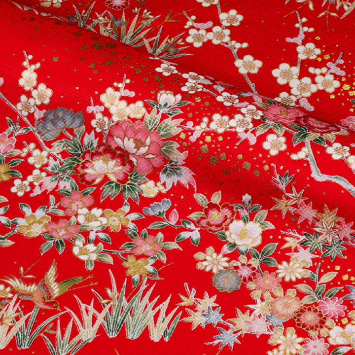 楽天市場】和柄生地 金彩友禅 花鳥文様 (全4色) 10cm単位 切り売り