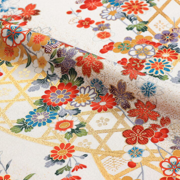 楽天市場 京 友禅 光悦垣文 白 10cm単位 切り売り 母の日 着物生地布 和柄 生地 はぎれ 通販 和柄生地 和風 布地 都香庵