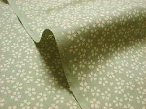 和柄 生地 綿 もめん生地 小紋 小櫻 (抹茶) 1m単位 切り売り