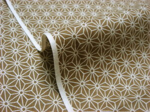 和柄 生地 綿 もめん生地 小紋 麻型 (黄土) 1m単位 切り売り