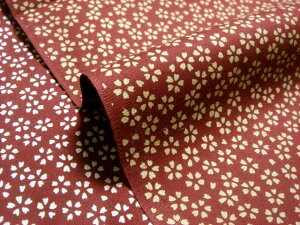 和柄 生地 綿 もめん生地 小紋 小櫻 (エンジ) 1m単位 切り売り