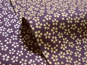 和柄 生地 綿 もめん生地 小紋 小櫻 (古代紫) 1m単位 切り売り