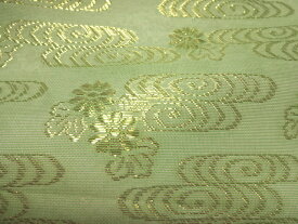 正絹 紗 箔入 糊付 観世水文 (緑) 10cm単位 切り売り シルク 布 和柄 生地 はぎれ 通販 和柄生地 和風 布地
