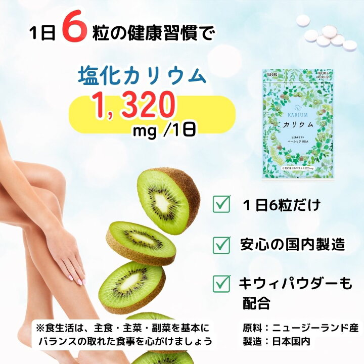 楽天市場】とこわか カリウムサプリ ベーシックRDA1320 カリウム1320mg 