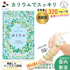 【すべての原料が国内製造】安心のカリウム1,320mg／1日 高配合 キウイパウダー配合 【1日6粒/180粒入】 塩化カリウム とこわかサプリベーシックRDA1320 【1個単品／2個,3個,5個,10個セット（まとめ割）】【送料無料】