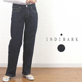 ＼感謝の10%OFFクーポン配布中／ INDIMARK インディマーク WJ075 ボトムス パンツ デニム ストレート ボーイフレンドデニム ボーイズパンツ レディース 春 夏 秋 冬 ストレッチ ジーンズ ウエストゴム インディゴ S M L 7号 9号 11号 40代 50代 60代