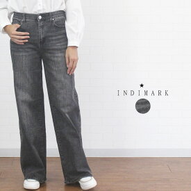 ＼感謝の10%OFFクーポン配布中／ INDIMARK インディマーク WJ183 ボトムス パンツ デニム ニューワイドデニム レディース 春 夏 秋 冬 神デニム ストレッチ ジーンズ ウエストゴム グリッチラインポケット グレー XS S M L 7号 9号 11号 13号 40代 50代 60代
