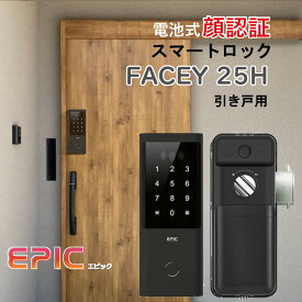 正規販売店 電子錠 エピック 顔認証 FACEY 25H 引き戸 フェイシー EPIC 玄関 スマートロック 指紋認証 暗証番号 防犯 セキュリティ ドア 後付け オートロック MIWA GOAL トランクルーム キーレス 戸建 マンション 店舗