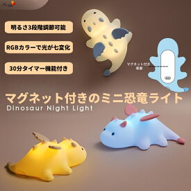 恐竜 ナイトライト シリコンライト タッチ式 RGB 多色発光 マグネット吸着 タイマー 3段階調光 USB充電式 ベッドサイド 間接照明 授乳ライト 子供部屋 かわいい ギフト