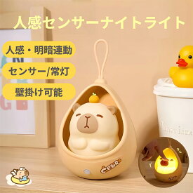 【期間限定100円OFF】【2年保証】ナイトライト 人感センサー センサーライト USB充電式 自動点灯/消灯 間接照明 常夜灯 授乳ライト かわいい 玄関 階段 廊下 寝室