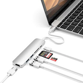 Satechi V2 スリム マルチ USBハブ Type-C 4K HDMI, カードリーダー, USBポート3.0x2（MacBook Pro 2016以降, MacBook Air 2018以降,