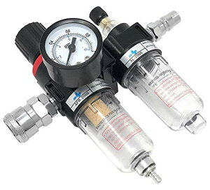 【Mirai.2022】3つの機能を搭載 エアフィルター レギュレータ ルブリケータ《 圧力調節 水分除去 オイル混合 》圧力計 1/4 オス メス