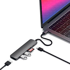 Satechi スリム V2 マルチ USB-Cハブ 6in1 (スペースグレイ) USB-C PD(60W), 4K HDMI(60Hz), Micro/SDカードスロット, USB-A (MacBoo