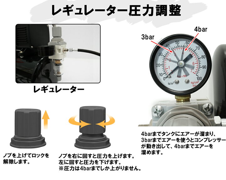 楽天市場】コンプレッサー 100v【エアブラシ エアーコンプレッサー 