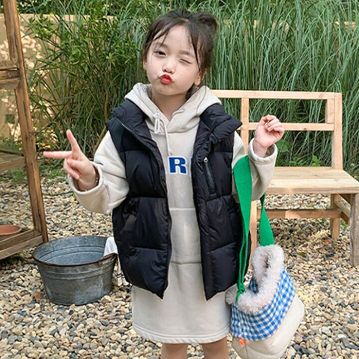 KAPE1] 子供用ダウンベストノースリーブベスト 折りたたみ可能 保温 