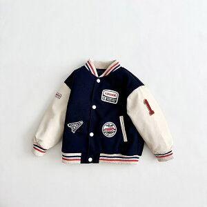 キッズ ジャケット スタジャン スプリングコート ジャンパー ボーイズ バイカラー アウター ブルゾン 子供服 長袖 通気性抜群 野球服 男の子 女の子 ジュニア シンプル 女児 男児 秋 春 上着
