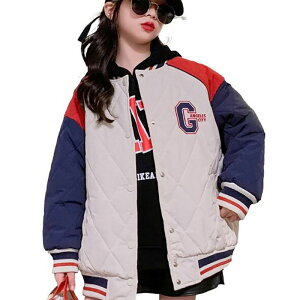 スタジャン ジャケット コート ダウンスタジャン アウター 中綿 女の子 キッズ 長袖 子供服 通気性抜群 野球服 カジュアルコーデ ジュニア シンプル 異素材 上着 冬ジャケット スウェット 女