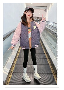 スタジャン 女の子 キッズ ジャケット コート 長袖 アウター ダウン ダウンスタジャン 子供服 通気性抜群 野球服 カジュアルコーデ ジュニア シンプル 異素材 上着 冬コート スウェット 女児