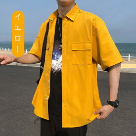 ジャケット メンズ シャツ シャツジャケット 半袖 アウター 秋 春秋 ツイルワークシャツ ワークシャツ カジュアルシャツ スリムシャツ カジュアル ロング丈 重ね着風 男性用 通勤 通学 無地 ホワイト ベージュ イエロー ダークレッド グリーン ブラック M/L/XL/2XL