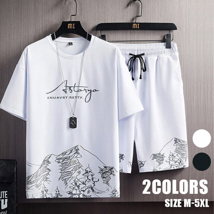 楽天市場】メンズ 2点セット 半袖Tシャツ ハーフパンツ ショートパンツ  