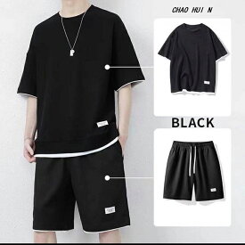 メンズ セットアップ 2点セット 半袖Tシャツ ハーフパンツ ショートパンツ Tシャツショートパンツセット スポーツ 短パン 半パン スポーツウェア 男性 半袖 夏 夏物 夏服 オレンジ ブルー グレー ダークグレー ダークブルー ブラック S/M/L/XL/2XL/3XL/4XL/5XL