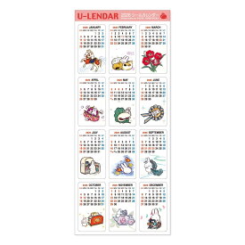 ぴょんや 西村月 2026年 シールカレンダー（日本製 壁掛けカレンダー 日曜始まり 雑貨 インテリア うさぎ ウサギ 兎 おしゃれ かわいい 可愛い 便利 ギフト プレゼント 贈答用 午 うま 午年 十二支 干支 令和8年）