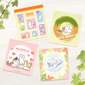 西村月 スクエアメモパッド 全4種（メモ帳 ばらまき 土産 京都 雑貨 文房具 文具 手紙 ウサギ 兎 かわいい 可愛い ギフト プレゼント 贈答用 日本製）