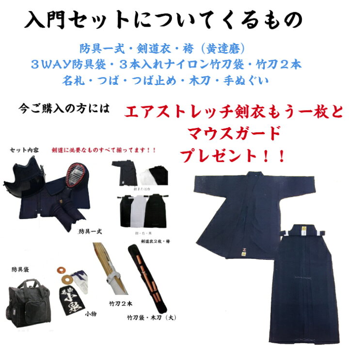 楽天市場】剣道 防具 入門セット 頂黒 ITADAKI KURO Bセット ※個人名 