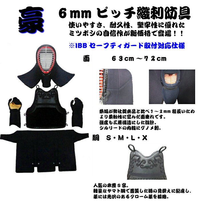 楽天市場】剣道 防具 セット〜豪〜 6mmピッチ織刺防具一式 （面・胴 