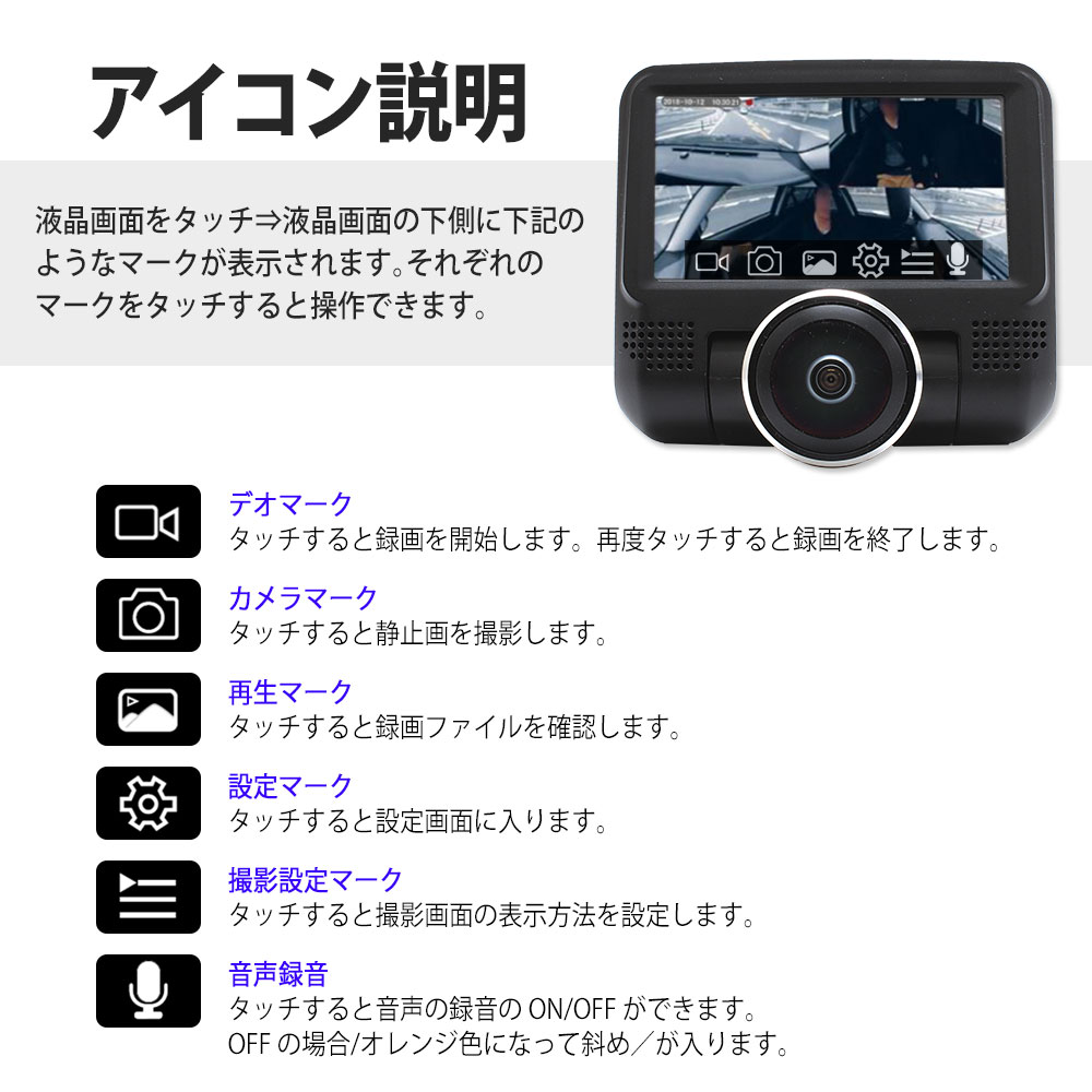 楽天市場】ドライブレコーダー 360度 (200万画素) リアカメラ付き (200 