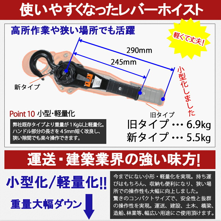 楽天市場】レバーホイスト VGP 1t ベストアンサー ブラック 黒 1台 