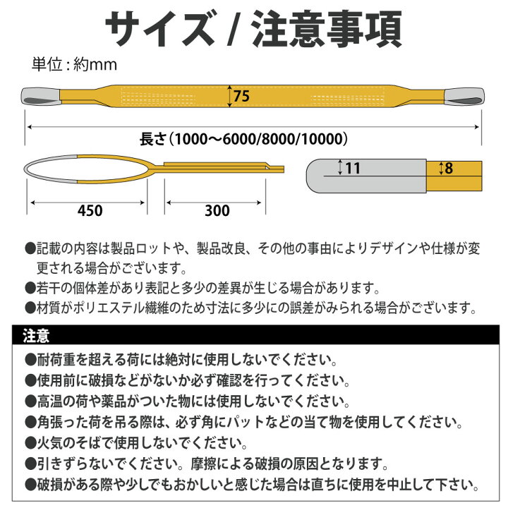 楽天市場】スリングベルト 75mm 4m 1本単品 ナイロン 長さ4m 幅75mm 