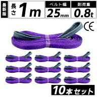 スリングベルト 25mm 1m 10本セット ナイロン 長さ1m 幅25mm 使用荷重800kg スリング ベルト ベルトスリ…