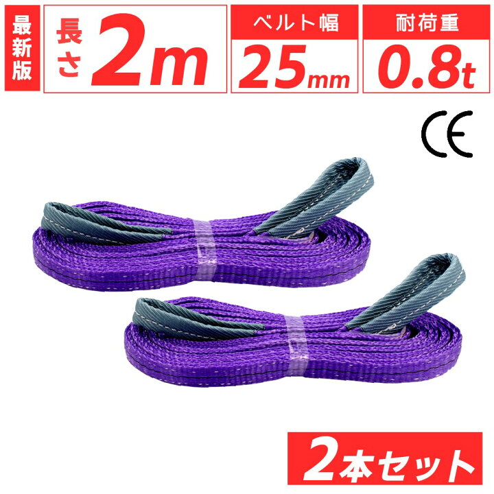 楽天市場】スリングベルト 25mm 2m 2本セット ナイロン 長さ2m 幅25mm 